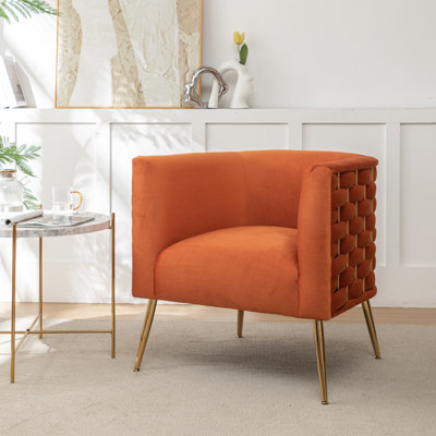Fauteuil demi-tonneau en velours de 29,9 po Cristen
