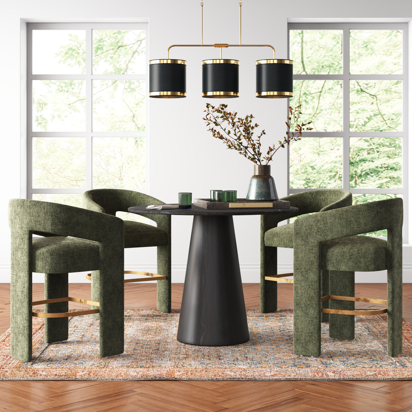 Darlington 5 - Piece Dining Set, Gwen Forest Microsuede