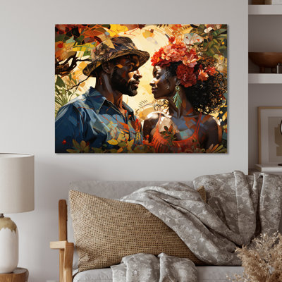 Couple africain, art mural en métal, décoration de portrait africain - Couple africain résilient I