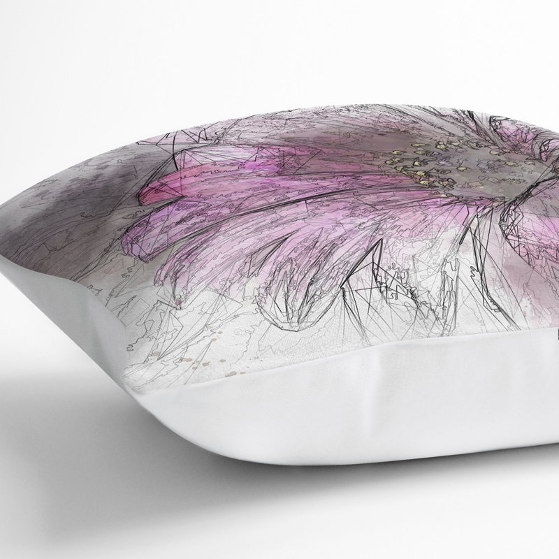 Daisy Cushion with Filling, White, 40cm H x 40cm W x 15cm D