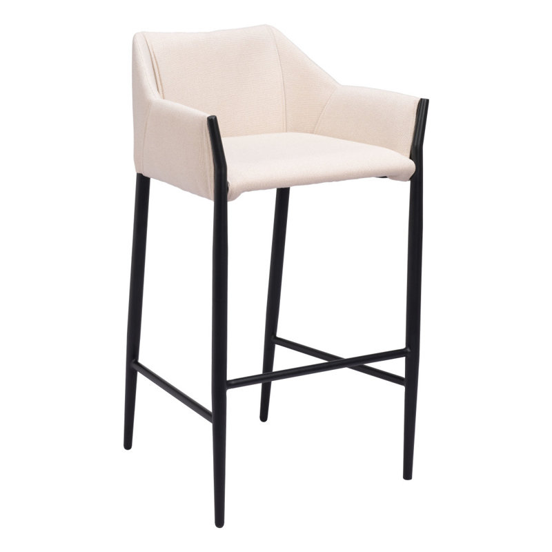 Chaise de bar 30 po beige et noire en tissu et acier