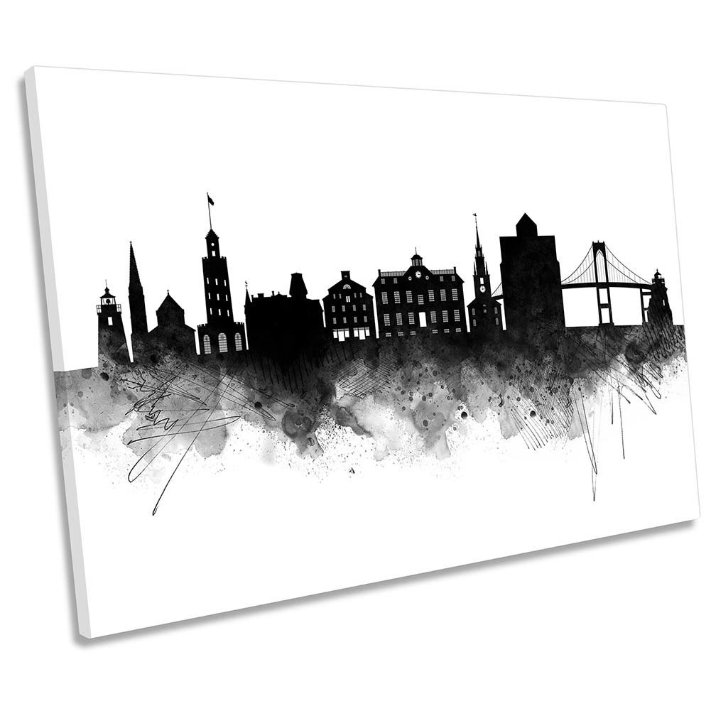 Newport Abstract City Skyline - Wrapped Canvas Graphic Art