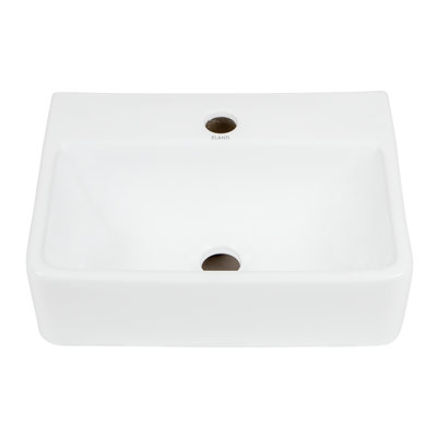 Elanti 12'' White Ceramic Rectangular Bathroom Sink