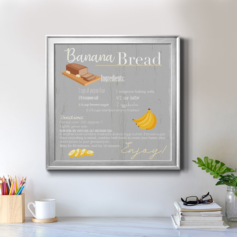 Banana Bread - encadré, art textuel sur toile, Toile encadrée argentée, H 28 x l 28 po x P 1 po