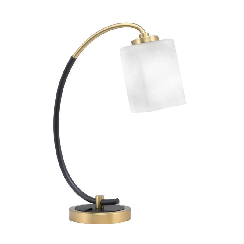 Lampe de bureau en acier inoxydable Jariya, Noir mat / laiton, Blanc