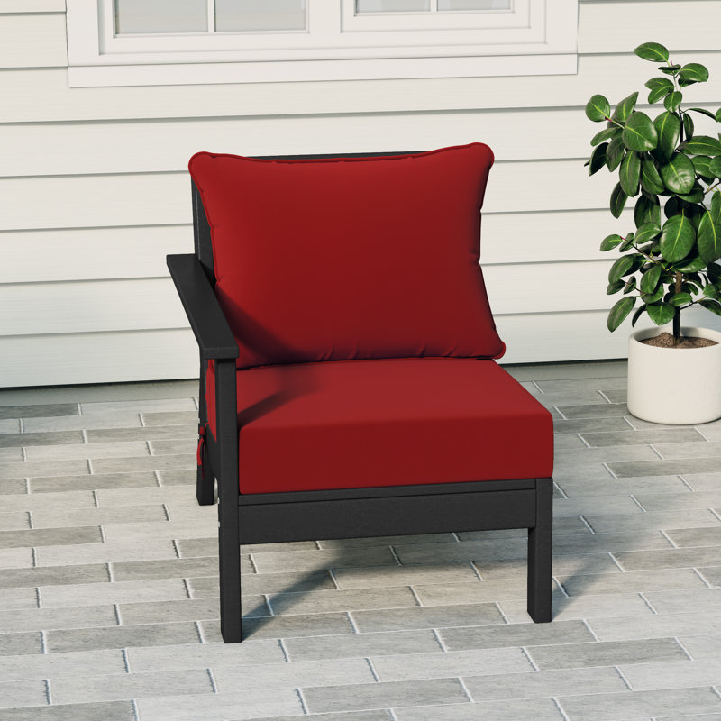 Deep Seating Left Arm Chair With Cushions, Black, Red
