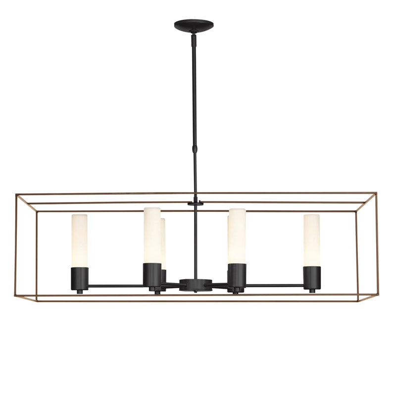 Portico 6 - Light Kitchen Island Linear Pendant, Vintage Platinum, Bronze, Opal