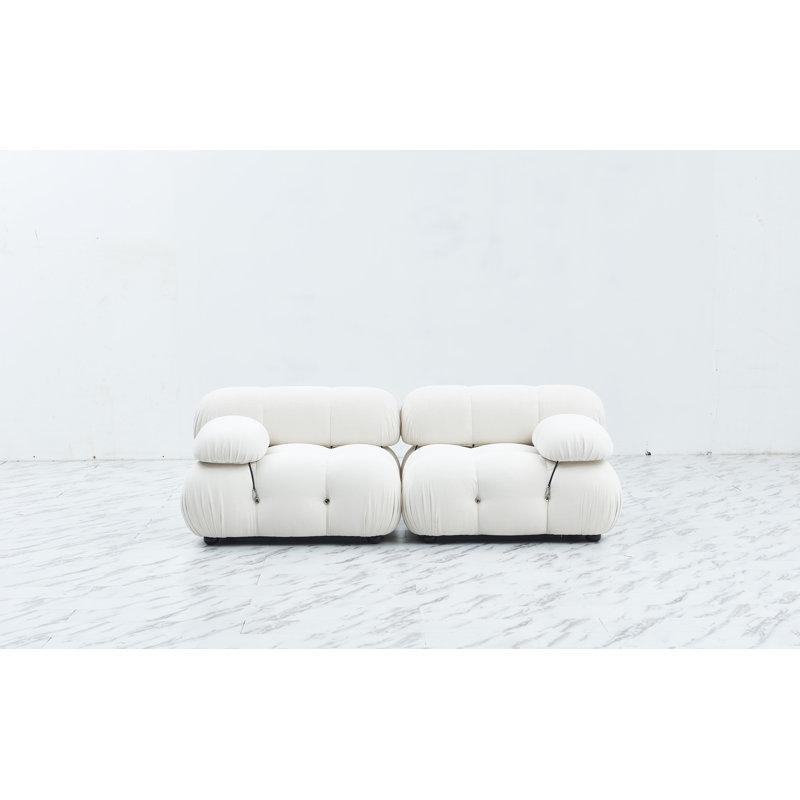 Leeven Upholstered 76'' Loveseat, White Chenille, 26.7" H x 76" W x 38" D