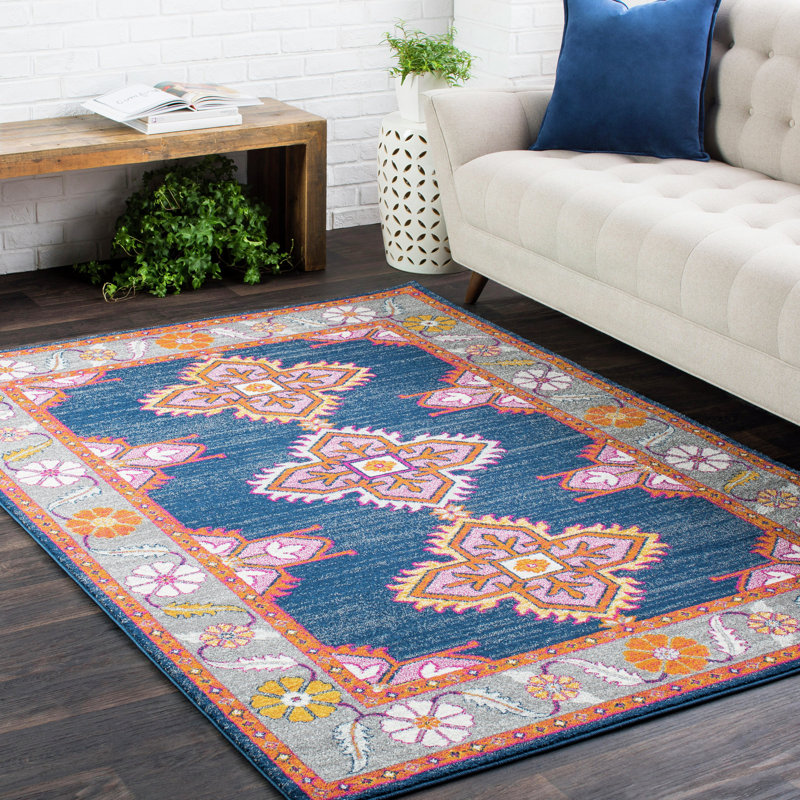 Arteaga Power Loom Blue/Orange/Burgundy Rug, Rectangle 200 x 274cm