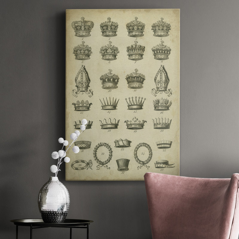 Couronne héraldique et couronnes IV - peinture sur toile tendue, H 18 po x l 12 po x P 1 po