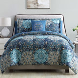 Modern Threads - Granada Collection Comforter Set - Reversible Microfiber - Elegant Printed 8-Piece Bed Set - Includes Comforter, Sheets, Shams, & Pillow - Luxurious Bedding
