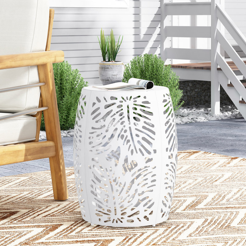 Table de bout en métal - Grande table d'extérieur, Blanc