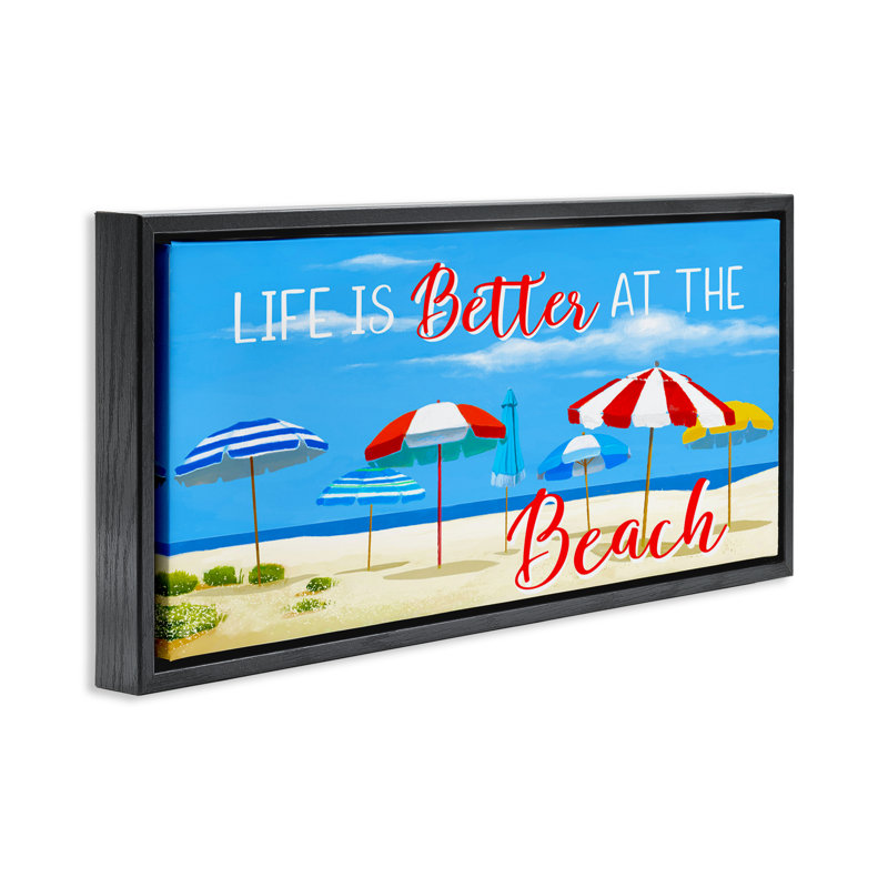 «Better At Beach Scene», art mural encadré sur toile flottante par Lucca Sheppard, H 11 po x l 25 po