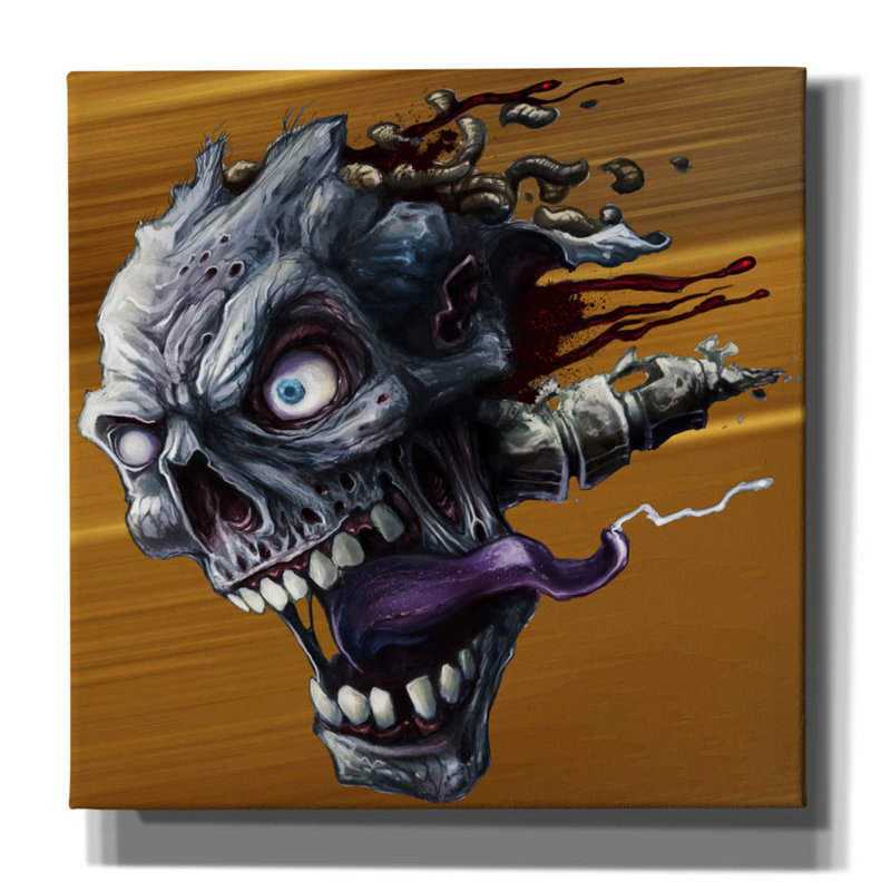 Tête de zombie majeur, H 12 po x l 12 po x P 0,75 po
