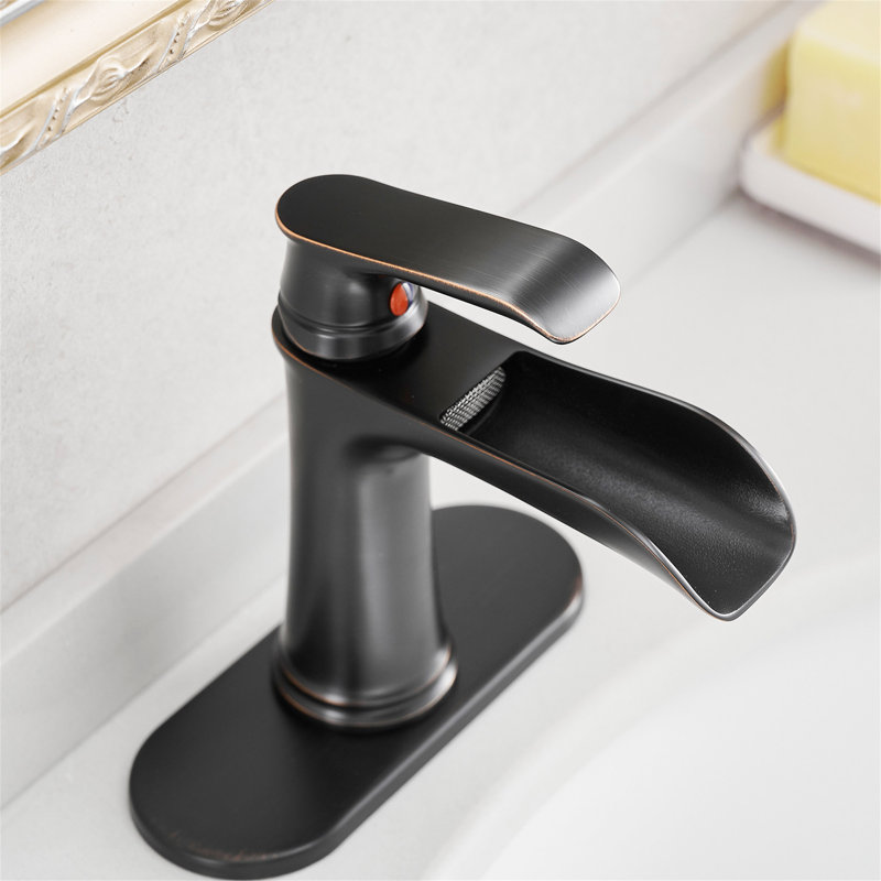 Robinet de salle de bain monocorps et monocommande avec bonde, Bronze huilé