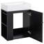 Meuble-lavabo de salle de bain avec lavabo en céramique, porte à motif de losanges, poignée et tablettes de rangement latérales pour les petits espaces modernes-315873596