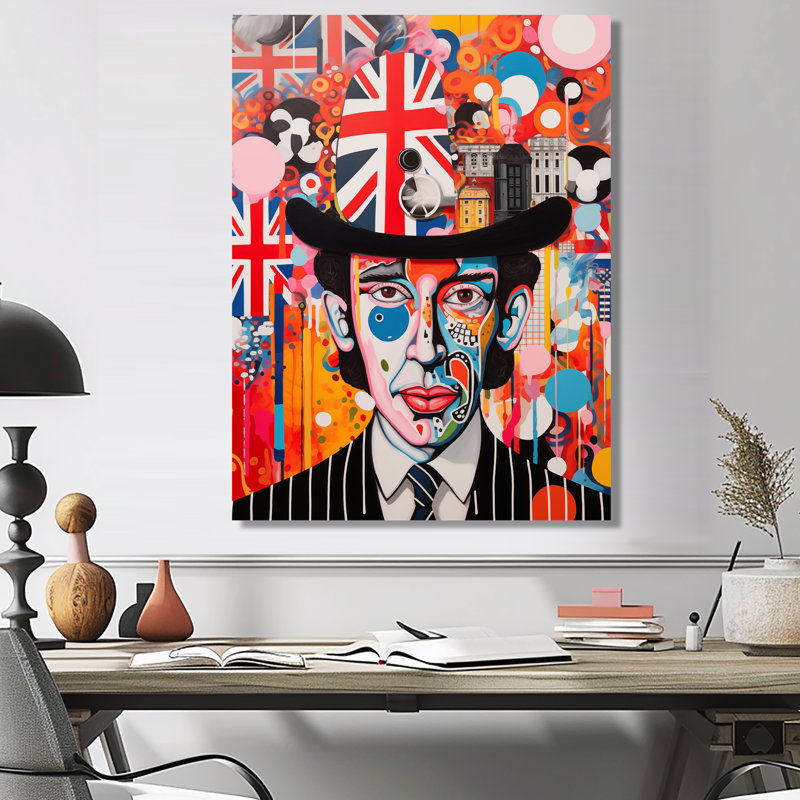 London London Pop Art Man Portrait - City London Wall Ar, impression d'art mural, Métal métal, H 32 po x l 24 po x P 1 po