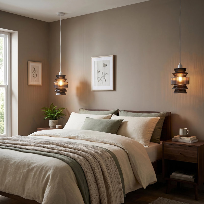 Smoked Ribbed Glass Pendant Lamp Shade With Stacked Multi-Tiered Shape By 