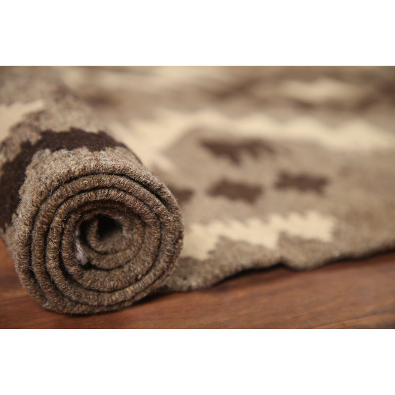 Tapis brun en laine Kilim 5 x 6