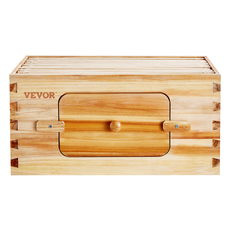 Trousse de démarrage Bee Hive, boîte en bois de cèdre naturel enduit de cire d'abeille, trousse de ruche Langstroth avec 10 cadres et fondations, fenêtres en acrylique transparentes pour débutants et apicoles