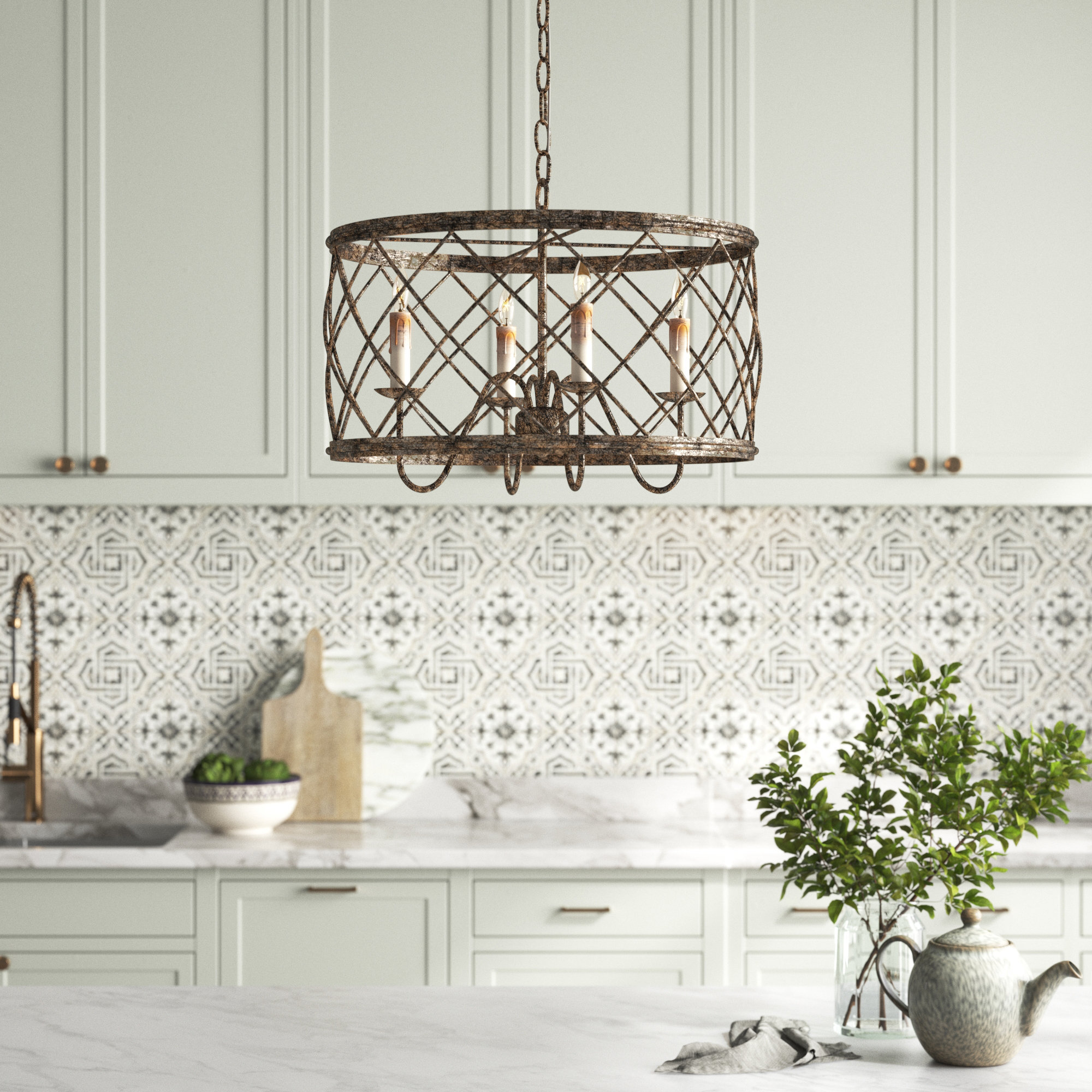 Laurel Foundry Modern Farmhouse® Ryne 4 - Light Unique Drum Chandelier ...