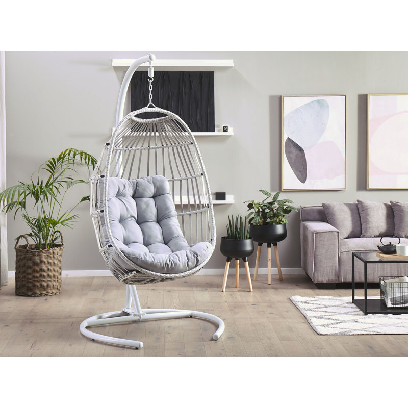 Burlison Swing Chair with Stand, Light Grey, White