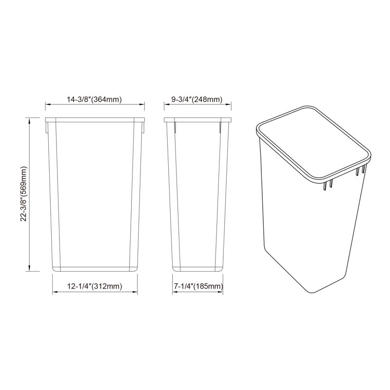 Plastic Open Trash Can -, 13