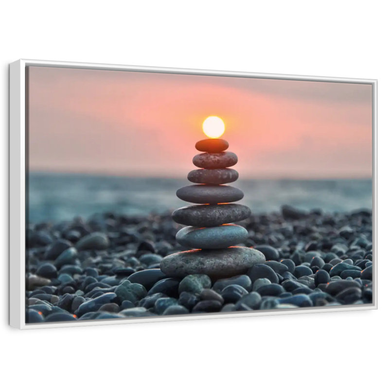 Zen Stack At Sunset, 43" X 29", Floating Frame Walnut