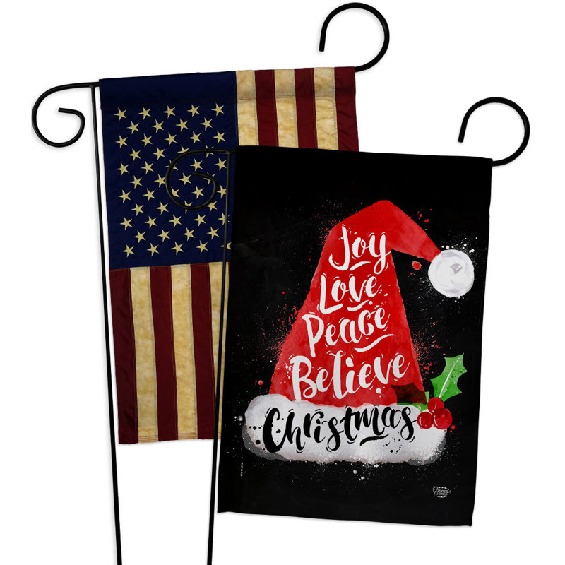 Drapeau de jardin en polyester 18,5 x 13 po Joy Love Peace Christmas