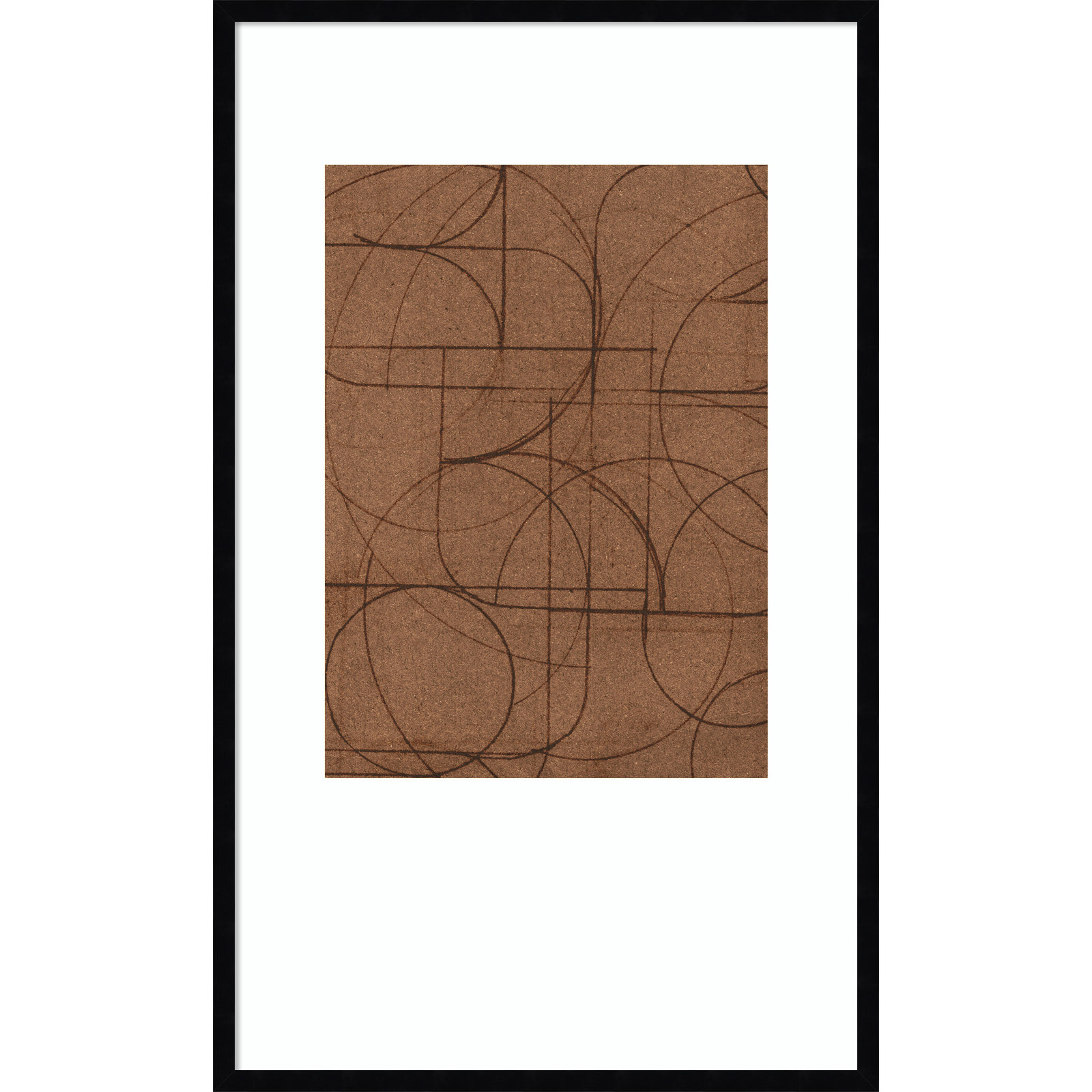 Curved 1 Print by Dan Hobday, 41" H x 25" W, Svelte Noir Black Framed Print with Mat