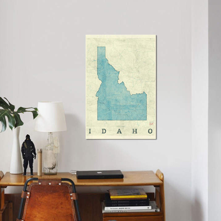 «Idaho Map», impression sur toile, H 60 po x l 40po x P 1,5 po, Toile tendue, Pas de tapis