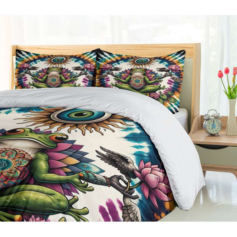 Psychedelic Frog Esoteric Queen Duvet Cover Set
