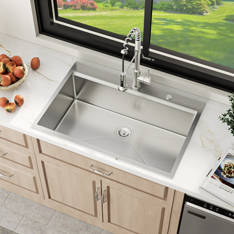 Drop-In Kitchen Sink Single Bowl 16 Guage Stainless Steel Workstation Sink with Accessories, 30" L x 22" W