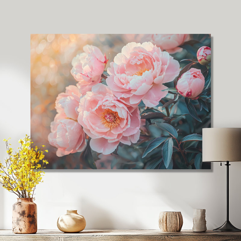 Pivoines par les fermes brise-vent - pivoines, impression sur métal, H 24 po x l 32 po