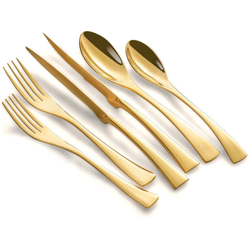 Ensemble de couverts 24 pièces, service pour 4, couverts en acier inoxydable 18/10, finition polie miroir
