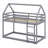 Twin Size Bunk House Shape Bed With Ladder, House Shape Low Bunk Bed With Safety Guardrail-107391822