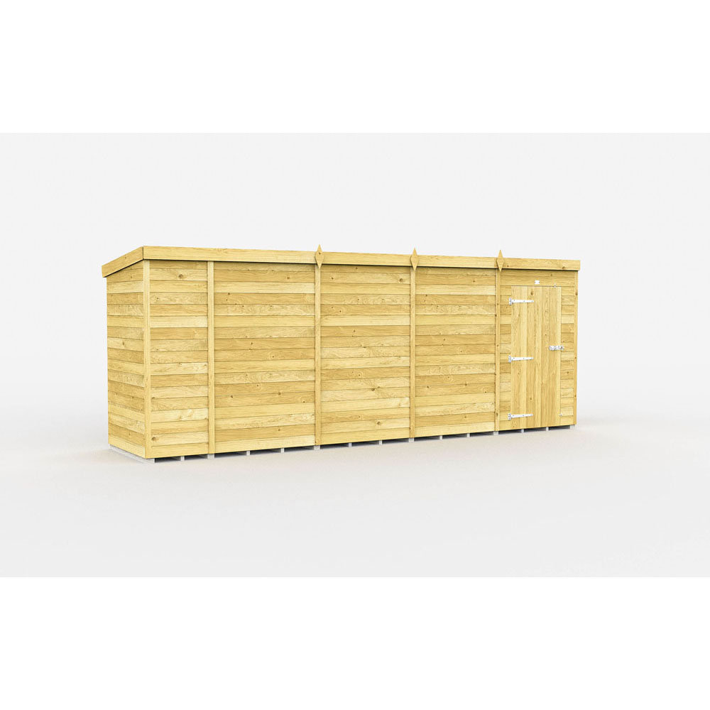 17ft x 4ft Pent Shed - Single Door without Windows
