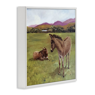 Donkey Duo in Pasture, giclée encadrée, design par Patricia Reynolds