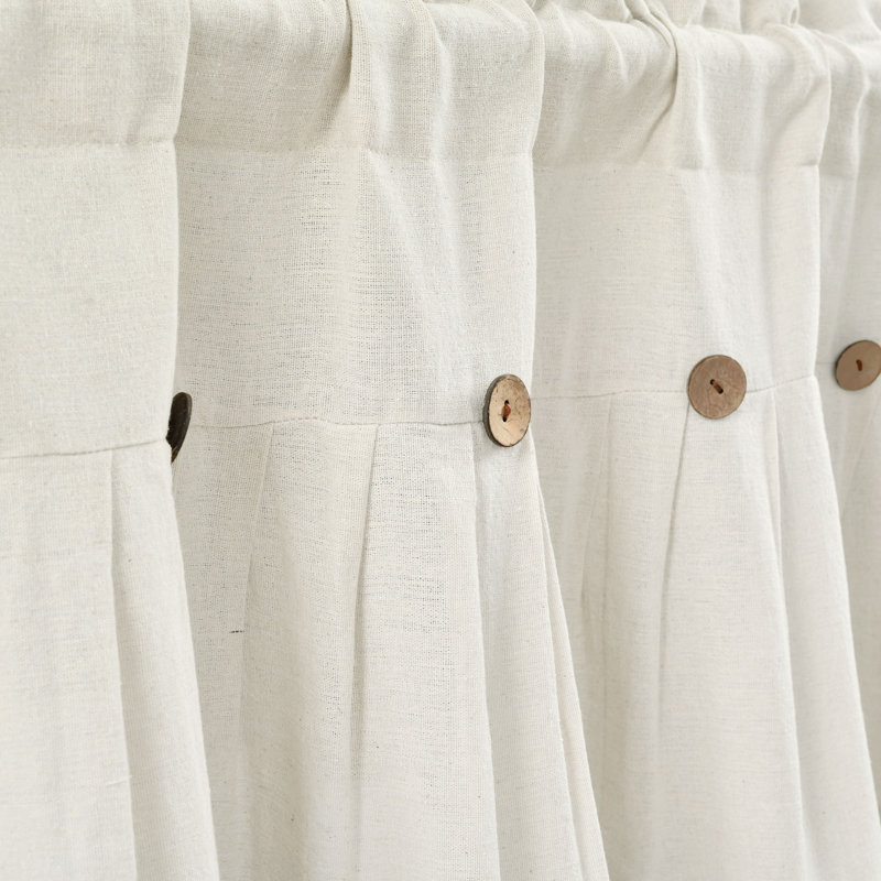 Off-White Linen Button Detail Window Valance