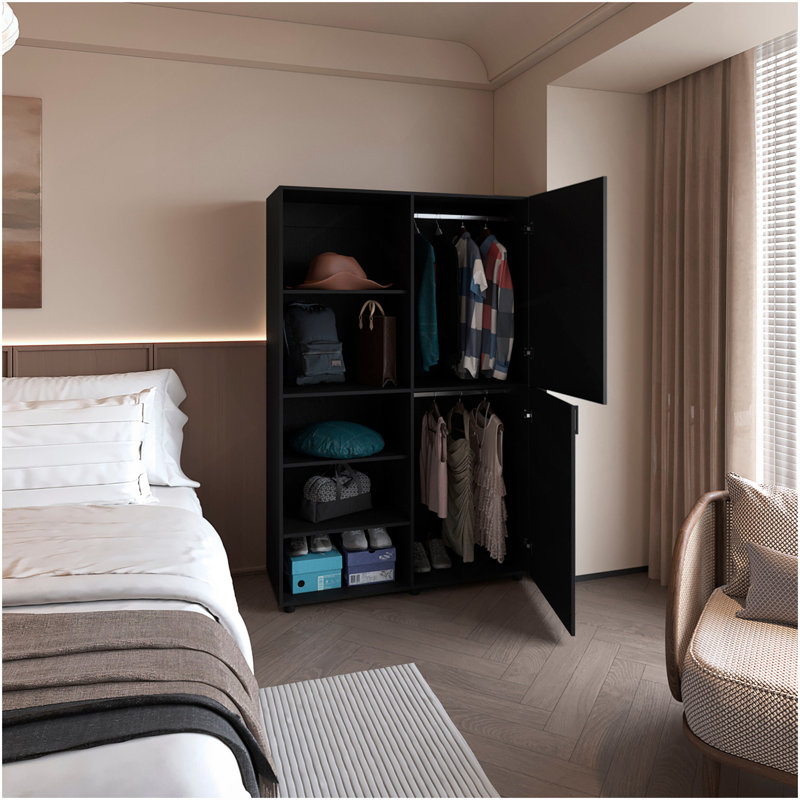 Ollie 2-Door Wardrobe With Open Storage,Wengue, Wenge