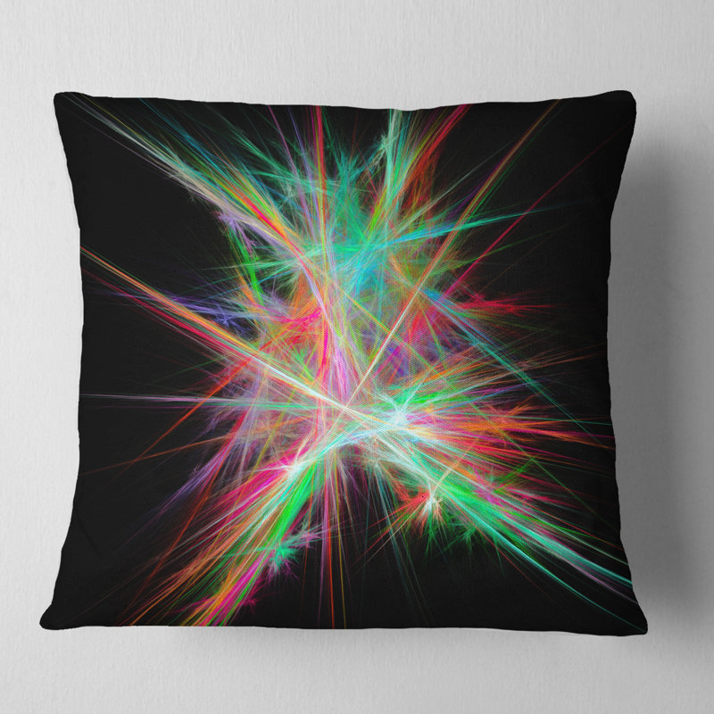 Spectre de lumière rouge - coussin imprimé abstrait, 16 po x 1 po, Coussin décoratif, Vert / Noir