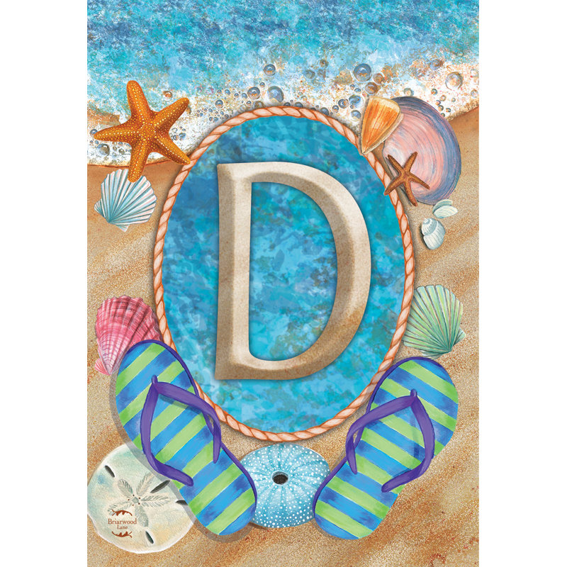 Été, monogramme lettre D, drapeau de jardin