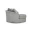 Fauteuil rond pivotant surdimensionné Viney, 3 coussins, polyester gris ciment