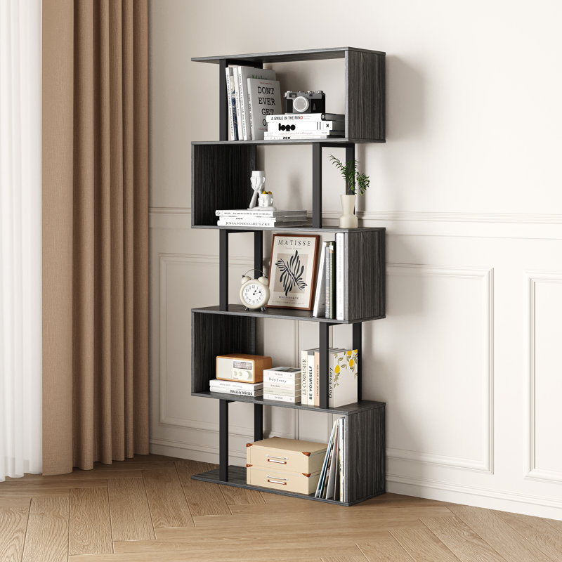 Linford Modern Industrial 6-Tier Storage Shelf With Open Storage Design, 62" H x 27.5" W x 9" D, Gray