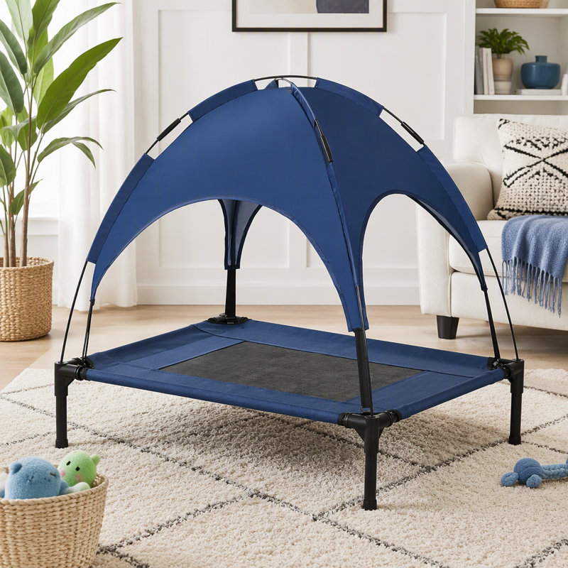 Lit pour animal de compagnie, lit pour chien portatif surélevé, 30, Black,Dark Blue