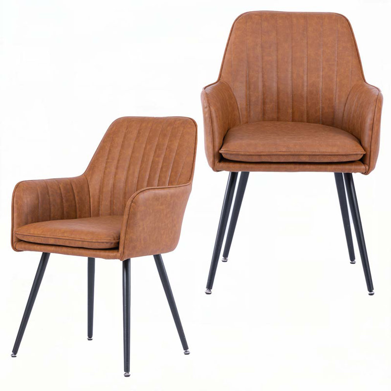 Chaises d'appoint avec pieds en métal, Brun