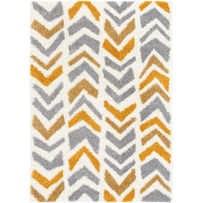 Arden Power Loom Yellow/Grey Rug, Rectangle 120 x 160cm