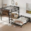 Lit superposé double au-dessus d'un lit double en métal avec conversion Loft - séparable en lit mezzanine et lit simple, garde-corps surélevé-819039832-819039830