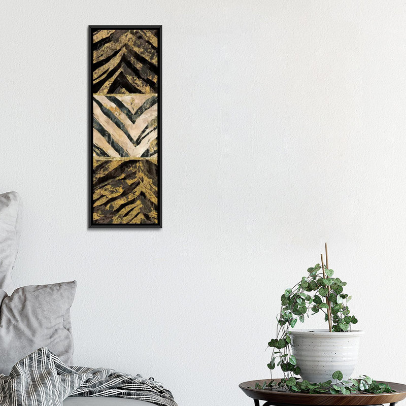 «Zebra Squares I» par Edward Selkirk, impression sur toile tendue, H 36 po x l 12 po x P 1,5 po, Toile avec cadre noir