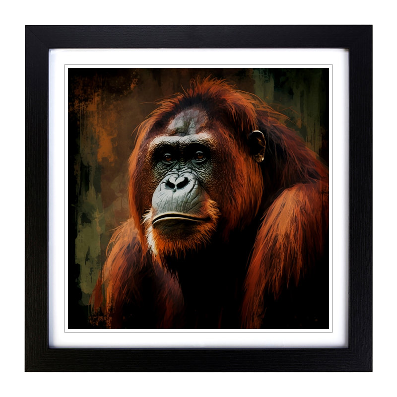 Orangutan Post-Impressionism - Framed Print, Black